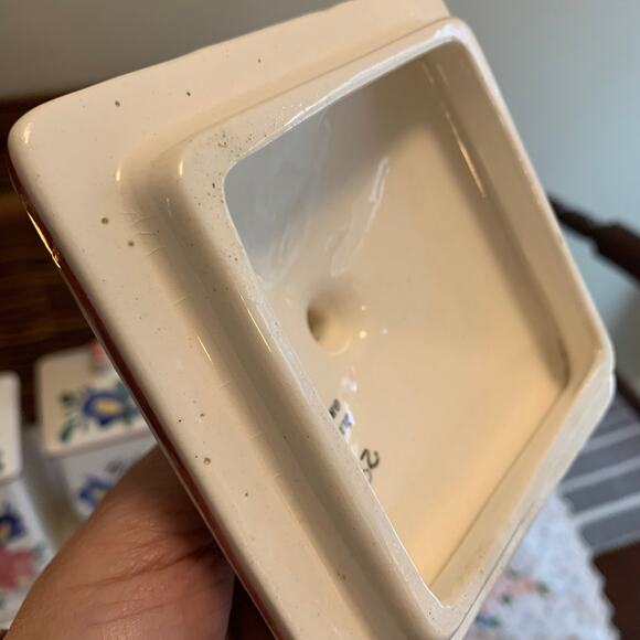 Vintage Rbein Ceramic Hand Painted Floral Kitchen Canister Set Made In Germany - Picture 16 of 16